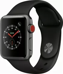 Apple Watch Series 3 38mm Space Gray Aluminum Case Black Sport Band Cellular. Condition is 