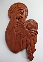 Nicely carved in what appears to be teak wood but Im uncertain. Madonna & Child. Mary & Baby Jesus. 13