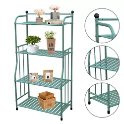 4 Tier Metal Shelving Unit Kitchen Storage Shelf Rack Bathroom Shelf Plant Stand - Black, Green Description: This...