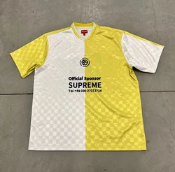 In overall good condition considering age. This jersey is a size Large.