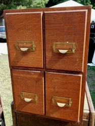 OLD 2 piece stacking file cabinet with 4 drawers.