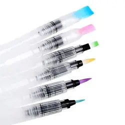6 Set Water Color Brush Refillable Pen Watercolor Color Supplies Painting Art.