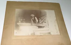 Wonderful Occupational Image, Old Man at Table Saw Cutting Wood! Looks to be on the farm in a work shed! UP FOR SALE.
