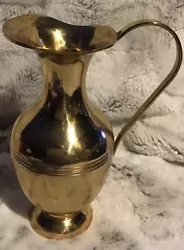 Heavy, in excellent condition.... needs some polishing...Vintage Brass Pitcher Decanter Carafe Rustic European Egyptian...