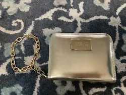 Versace parfums gold zip around organizer wristlet wallet handbag new measuring 7 x 5 1/2 inches gold one chain strap...