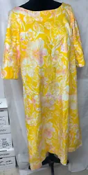 Vintage Dress 1960s Yellow Flowers Handmade Mod . Shipped with USPS Priority Mail.Stain on front of dress as shown I...