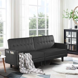 Faux Leather Loveseat Futon Sofa Couch Bed. Loveseat Sofa. Size as a loveseat sofa: 73.2