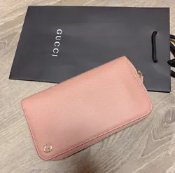 Gucci Soft Pink Leather Gold Interlocking G Zip Around Wallet 449347 5806. AUTHENTIC BRAND NEW GUCCI WALLETMADE IN...