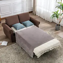 Sleeper Couch Small Sofa for Living Room or Bedroom Including Pull Out Bed Sofabed, Compact, Brown W/Mattress. Type...