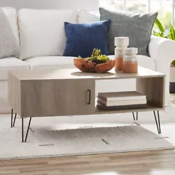 The mid-century modern design of the Mainstays Hairpin Coffee Table combined with open and closed storage options make...