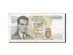 Belgique, 20 Francs, type Roi Baudouin I, 15 juin 1964, Alphabet 3 J 5302882, Pick 138 (Billets>Etrangers>Belgique).