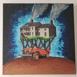 original Mixed media  painting on canvas signed 12 x 12