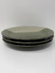 Pfaltzgraff POTTERS GLEN Salad/Dessert Plates 8 3/4” Embossed Green ~ Set Of 3 ~ Please Review All Pictures ~ No...