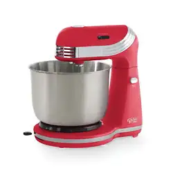 Includes: 3 qt stainless steel Mixing Bowl, 2 Dough Hooks, 2 mixer Beaters, and Recipe Guide. Mixing Bowl and Beaters...