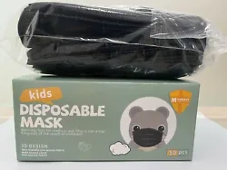 50 Pcs Kids Black (White Inside) Children 3-Ply Disposable Face Mask Earloop Mouth Cover. Masks 3 Layers of Protection...