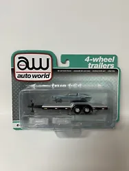 Auto World 1:64 SILVER OPEN FLATBED TRAILER WITH RAMP NEW