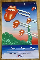 You get this vintage 1981 Rolling Stones Tour poster. There is tape residue on the front along the top and bottom edges...