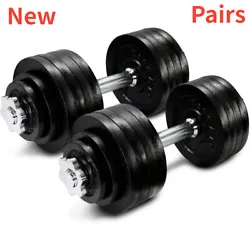 40 Lbs set with dumbbell connector combo – 2x Handles, 4x Collars, 4x 5-lbs Plates, 4x 3-lbs Plates and 1x Dumbbell...