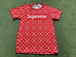 Supreme LV Louis Vuitton Faux Designer Red Tee T-Shirt Size S. It is in very good condition.