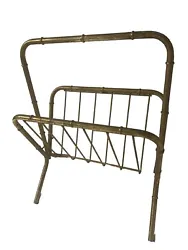 Vintage Gold Bamboo Magazine Rack Record Book Holder Mid Century Modern Condition is Pre-Owned & Vintage .