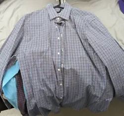 Nordstrom Rack Mens Button Up Dress Shirt Large Size 16 Black Blue Purple White.