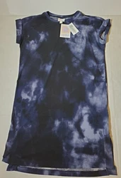 Chelsea Dress. Black and blue tie dye Shirt Dress. short Sleeve. These are not professionally graded comic books. We...