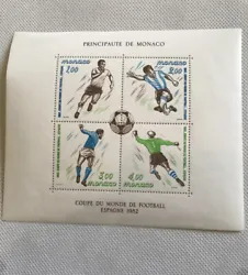 Bonjour 1 Feuille De 4 Timbres Principauté De Monaco Coupe Du Monde Football Espagne 1982.Neuf pré découpé Se...