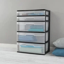 The clear drawers allow contents to be easily identified while keeping them contained. The drawer stop feature prevents...