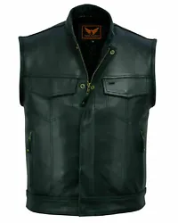 Top Grain Cowhide Premium Leather 1.1-1.2mm. Leather Vest. A&H Apparel. Plenty Of Storage With Two Outside Zippered...