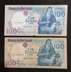 2 billets de 100 Escudos  signature différente