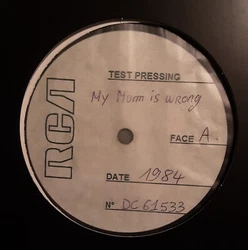 Test Pressing My Mum Is Wrong / Maman A Tort. RCA DC 61533 Acetate.