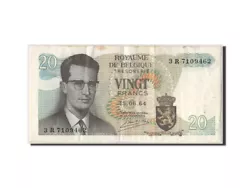 Belgique, 20 Francs type Baudouin I, 15 Juin 1964, Alphabet 3R7109462, Pick 138 (Billets>Etrangers>Belgique).