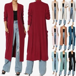 TheMogan Casual Long Open Front Drape Soft Knit Duster Long Sleeve Maxi Cardigan. Casual Long Open Front Drape Soft...