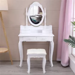 With 4 Drawers and Divided Inner Space - The dressing table has 4 drawers in total.2 on the table just under the...
