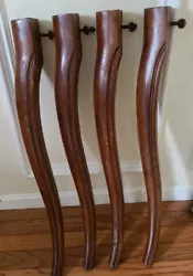 4 Solid Bowed Wood. Curved and have lacquered finish. Set of four legs only. Not in perfect condition, but in good...