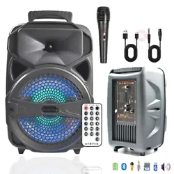 Highly efficient 8” woofer and 1” tweeter produces deep and low bass while the. Wireless Portable FM Bluetooth...