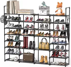 【EASY TO ASSEMBLE】 4 row 8 tiers shoe rack is very easy to install, it can be installed easily without the help of...