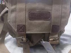 Brown Multi- Pocket Canvas Messenger Carry Shoulder Bag. Leather Accents. Heavy material, durable, and nicely made.