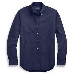 Add a fresh look to your wardrobe with this RL long sleeved Classic Fit Oxford shirt featuring a neat button-down...