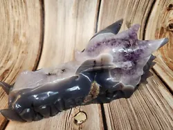 8.4 lb Amethyst and Agate Druzy Dragon Head Carving, XXL Statement piece.  11 inches long, 5 inches high, 4.5 inches...