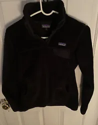 Patagonia Women Synchilla Snap T Fleece Pullover Black Size Small Awesome Shape.
