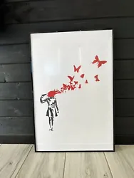 banksy Butterfly Suicide Girl. 19x27 Banksy lithograph poster that’s been authenticated
