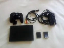 Sony PlayStation 2 Slim Console w/ controller and 2 memory cards.  sometimes you have to press hard on the controller...
