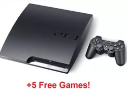 PlayStation 3 Slim Console. All cords needed to begin playing.