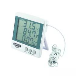 General Tools DTH04 In/Out Temperature and Humidity Monitor with Clock, 32° to 122° F, 20 to 100% RH, Jumbo Display....