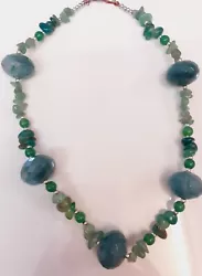 Bijoux fantaisie collier femme vert pierre naturel perle boule ras du cou.