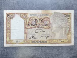 Algérie Billet De 10 Nouveaux Francs 1961.