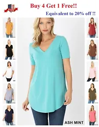 CUTE BASIC SHORT SLEEVE V NECK TUNIC T SHIRT IN SOFT FLOWING FABRIC! Great to pair with your favorite sknny jeans or...