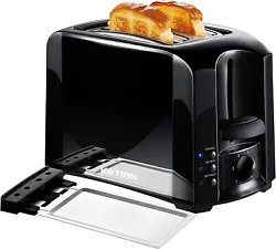 Toaster 2 Slice Small Compact Electric Bread Black Tosterster,KOTIAN 6 Toast Settings Cancel Reheat Defrost Functions,...