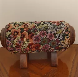 Vintage Handcrafted Tapestry Wooden Foot Stool Floral Solid Wood Heavy Upholstery Tacks. Made with love for my Aunt...